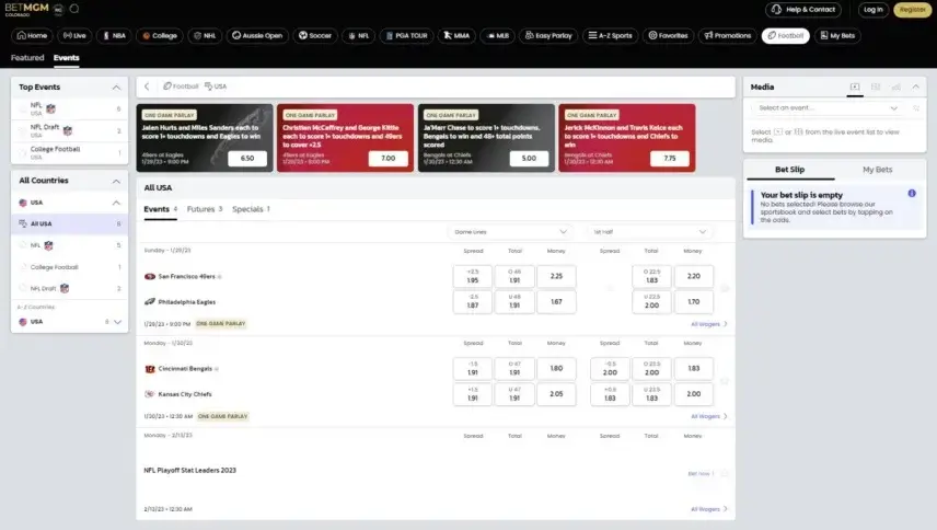 betmgm sports desktop view 